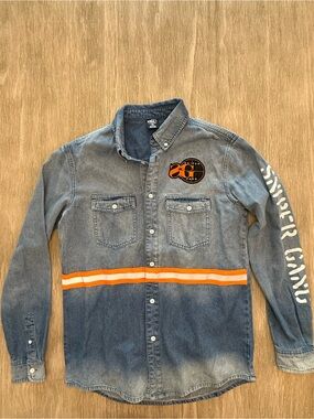 Authentic Rare Kodak Black Sniper Gang Reflective Denim Button-Up Medium